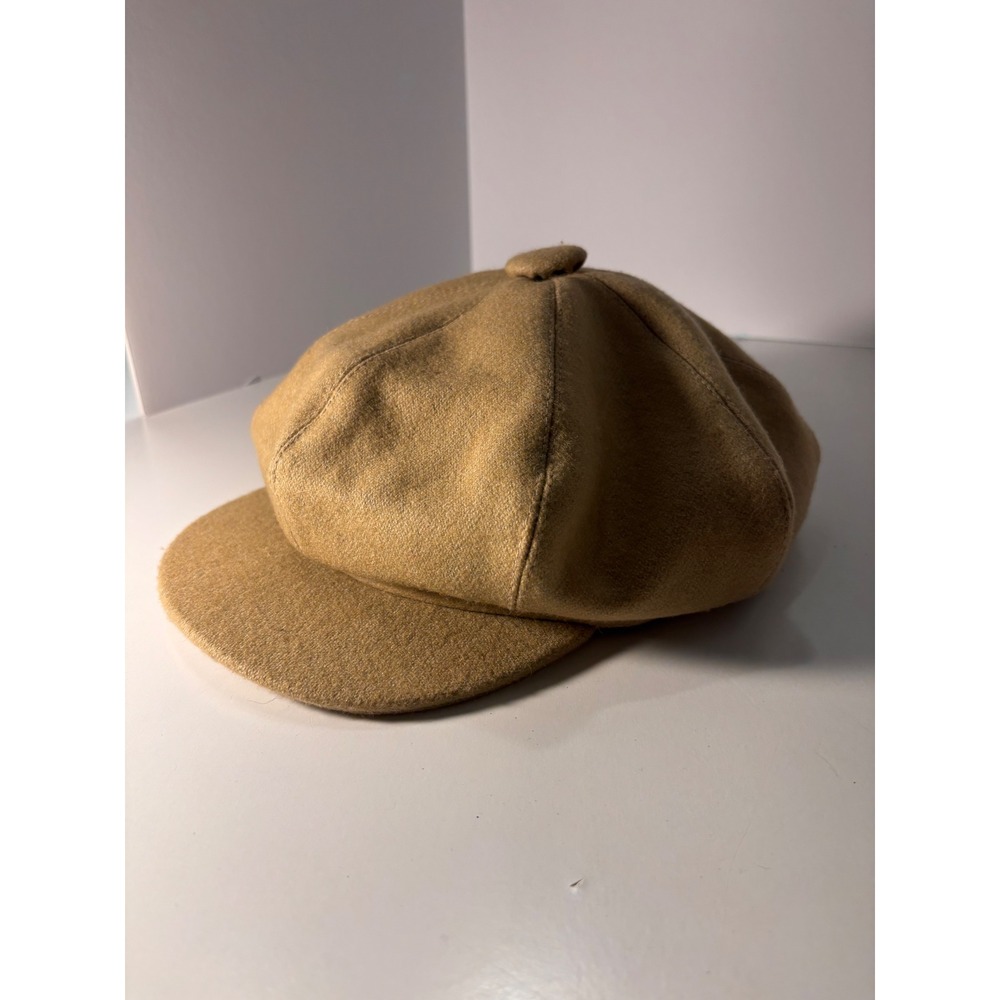 Tan 100% Wool Newsboy Cap 8-Panel Baker Boy Hat Camel 56cm Flat Cap